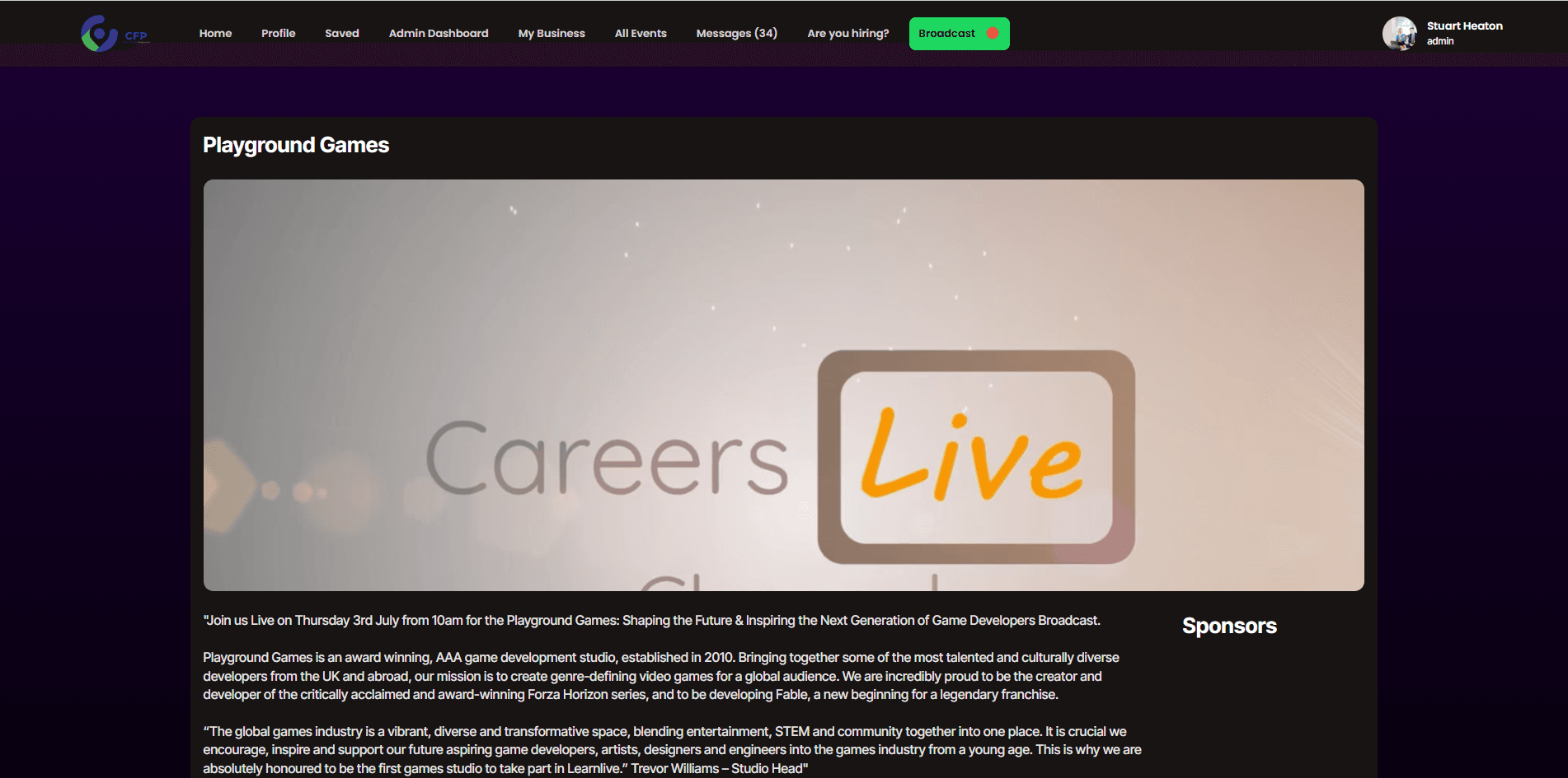 Career Friendly Programme interface